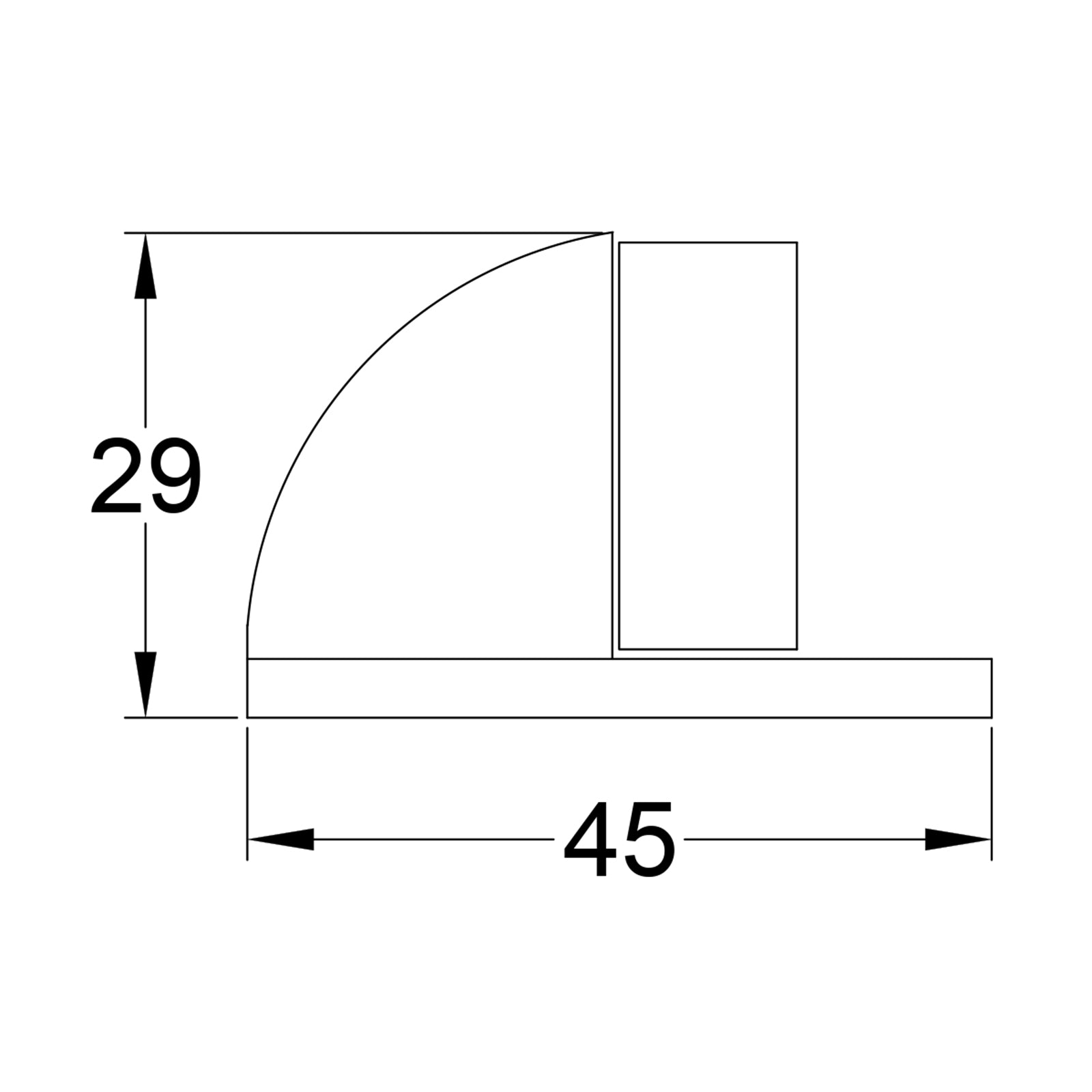 Drawing of half moon door stop SHOW