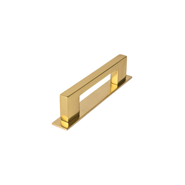 polished brass Metro pull handles on backplate SHOW