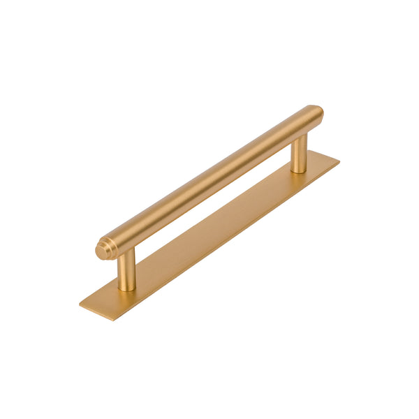 Satin Brass step pull handles on backplate, kitchen cupboard handles SHOW