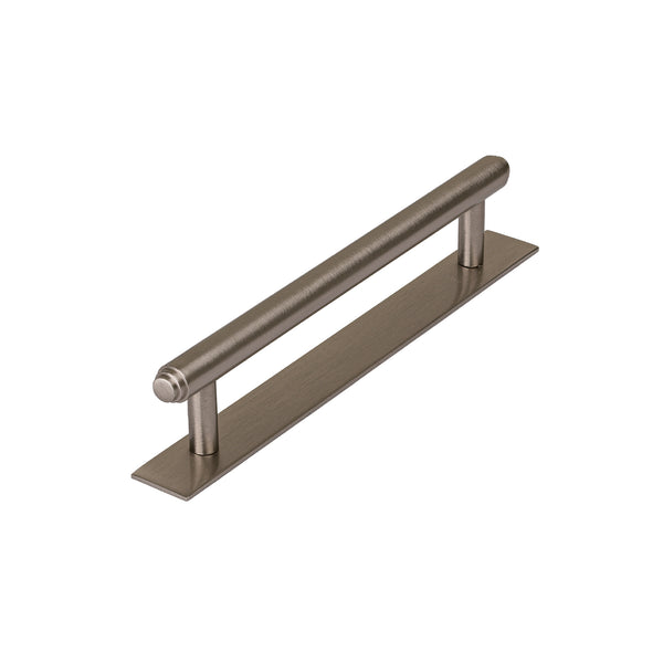 Satin Nickel step pull handles on backplate, kitchen cupboard handles SHOW