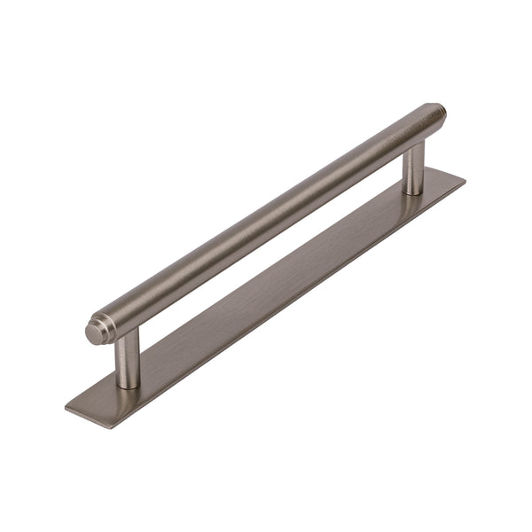 Satin Nickel step pull handles on backplate, kitchen cupboard handles SHOW