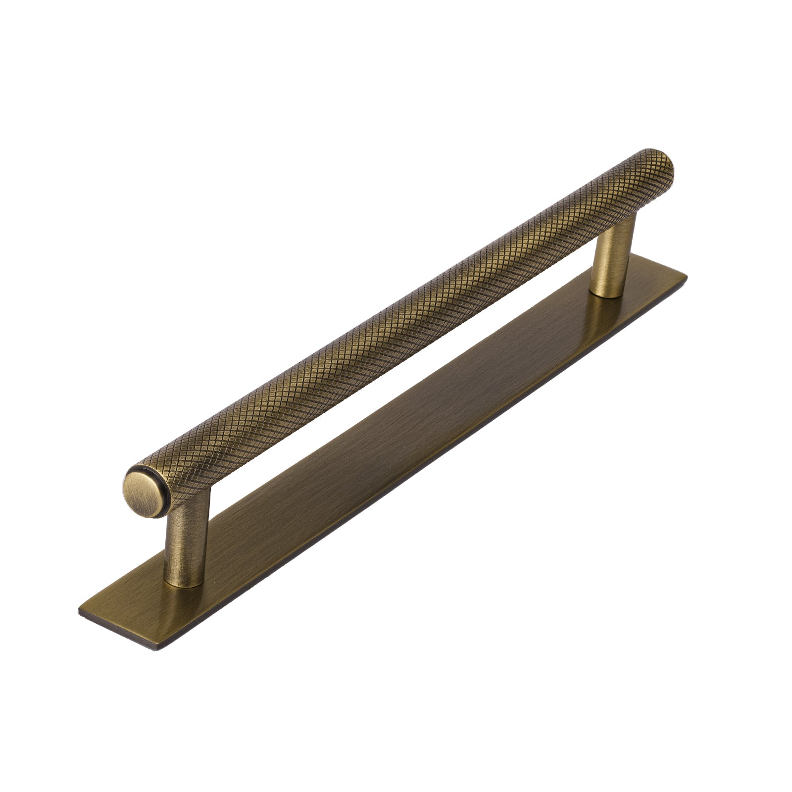 antique brass cupboard handles, large knurled pull handle, kitchen pull handles on backplate