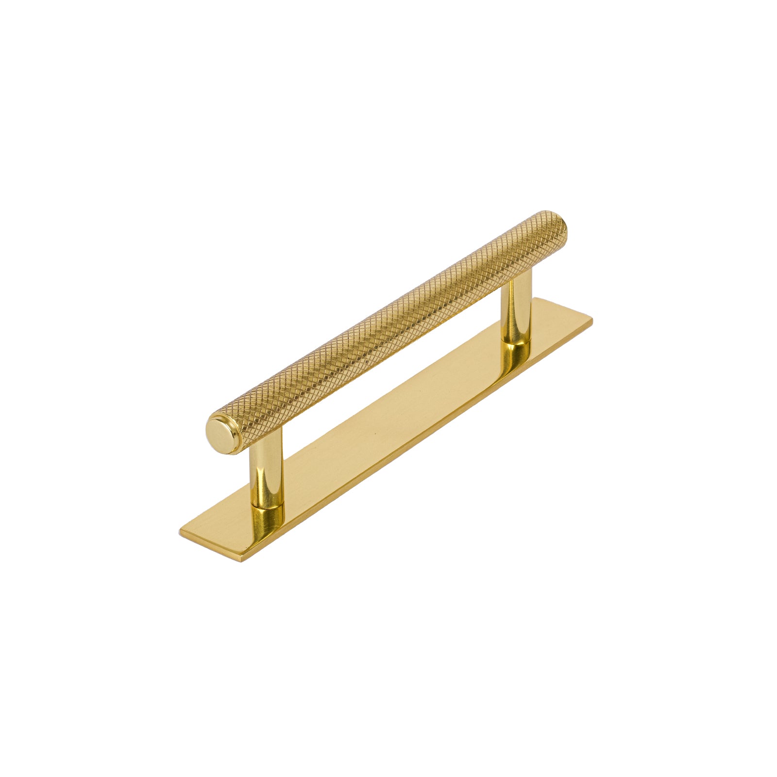 polished brass knurled pull handle on backplate SHOW