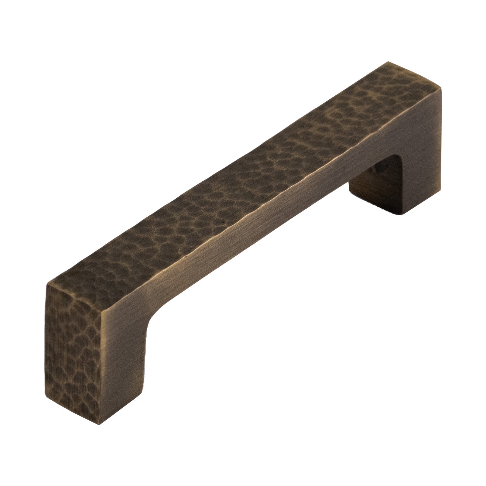 Hammered Square Pull Handles in Antique Brass 108mm