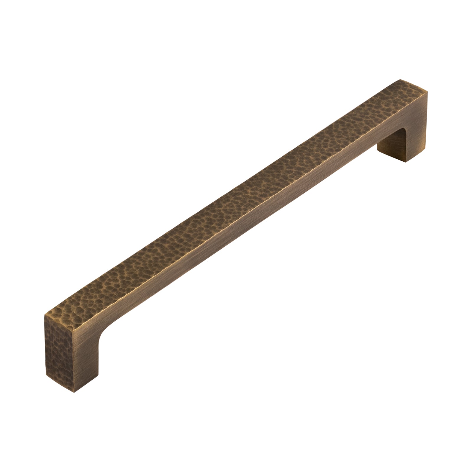 Hammered Square Pull Handles in Antique Brass 206mm SHOW