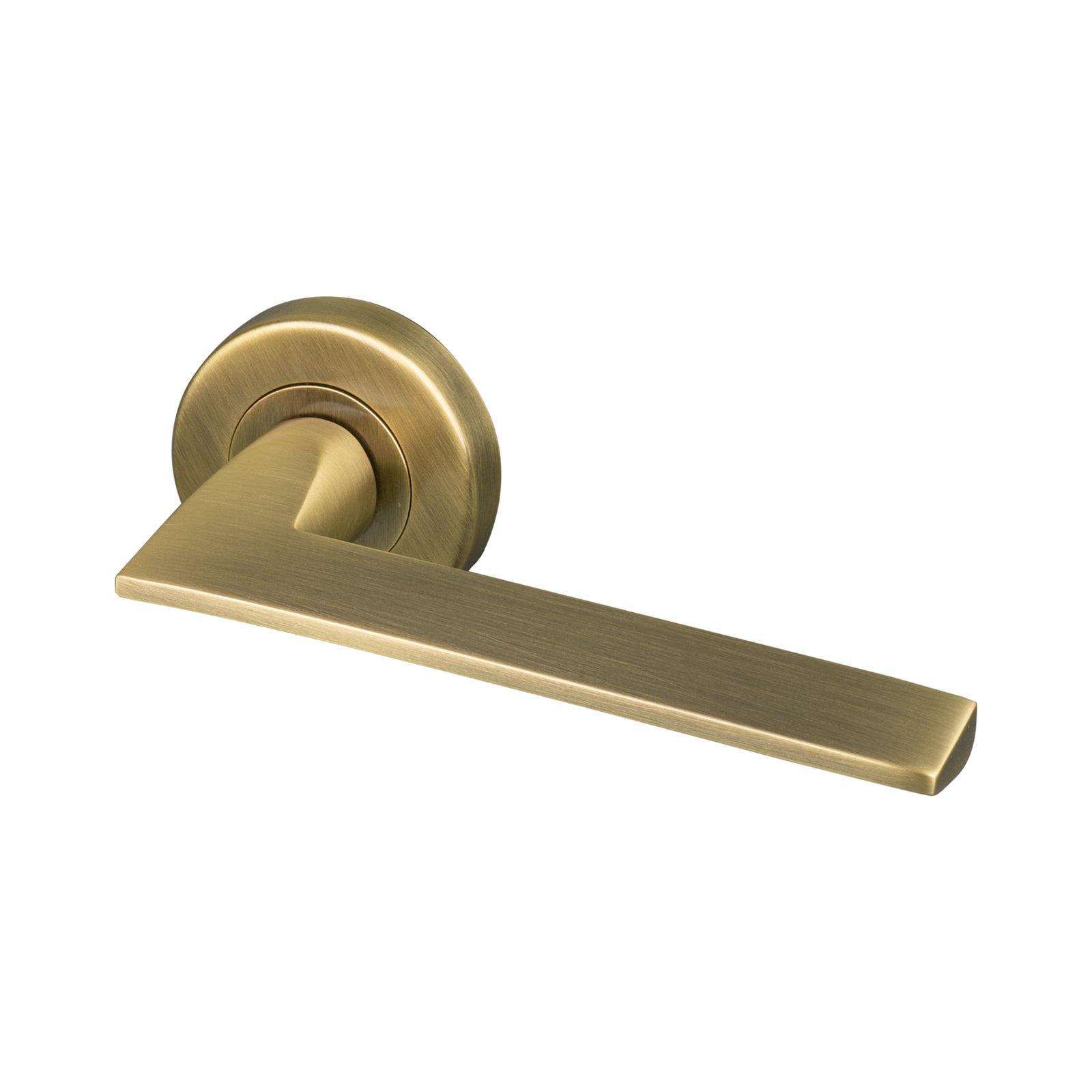 aged brass pyramid round rose door handle, quality lever on rose handle SHOW