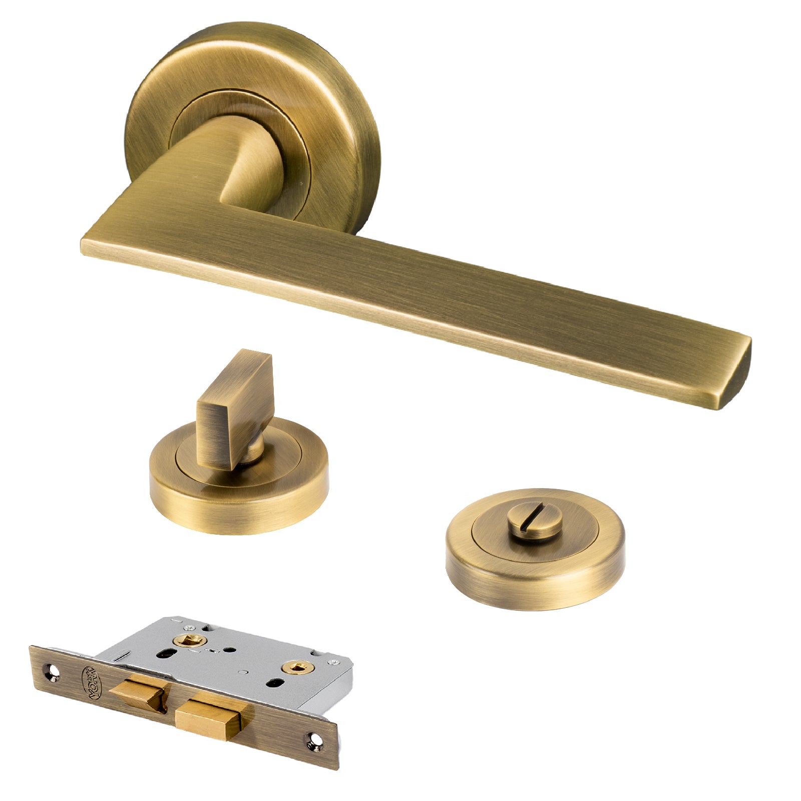 modern brass lever on rose bathroom door handles latch lock set
