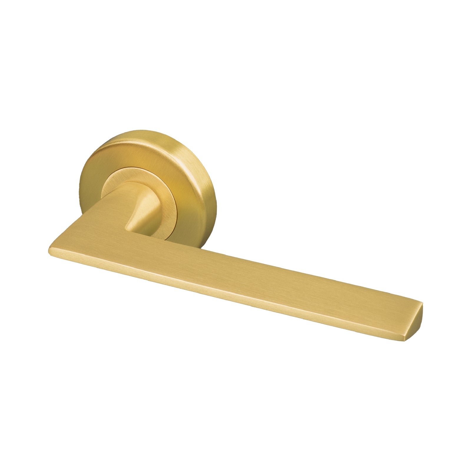 satin brass round rose door handle, solid brass handle, designer handle SHOW