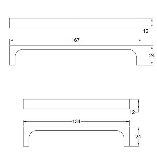 Brass Pull Handles Dimension Drawing SHOW