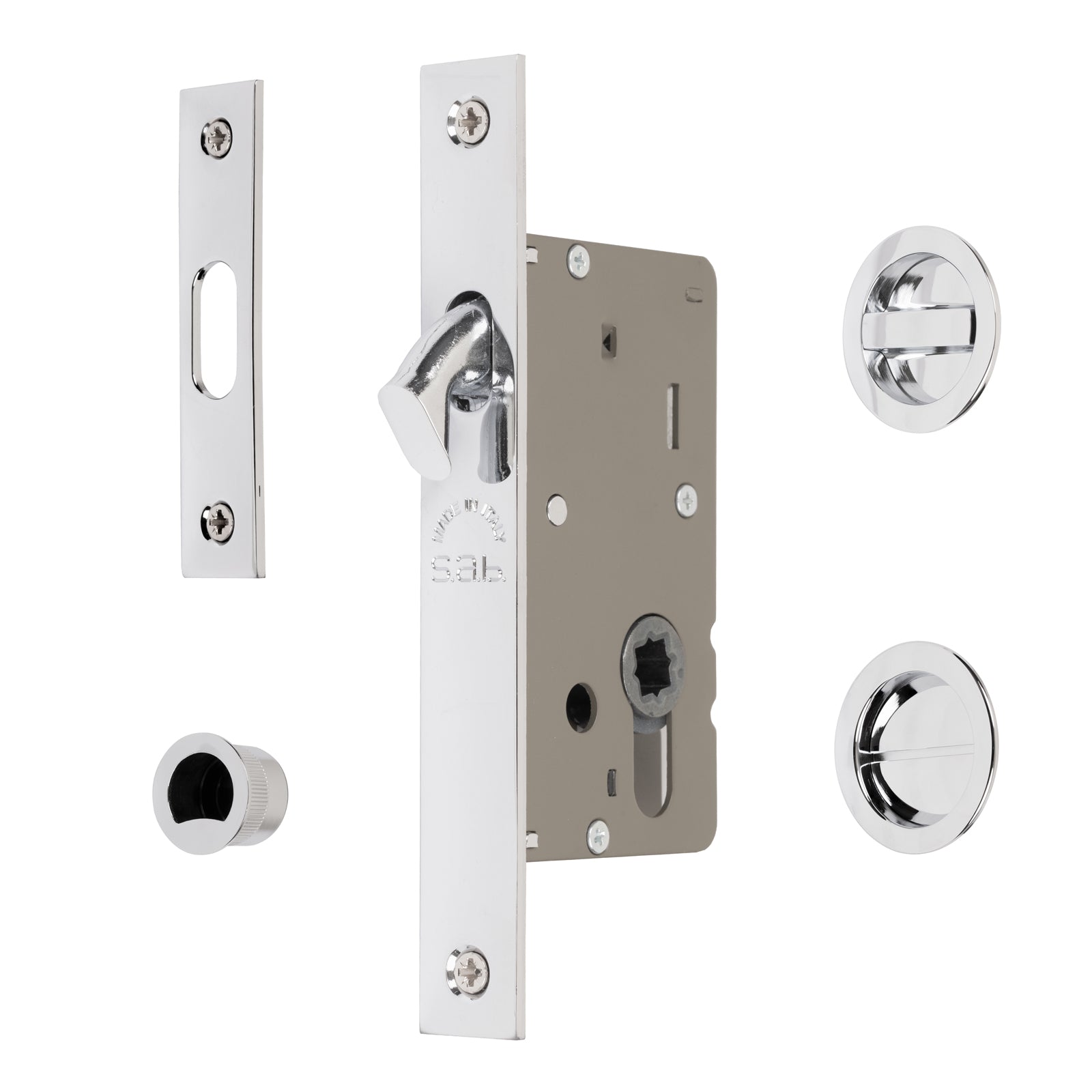 chrome sliding door flush fitting privacy lock set SHOW