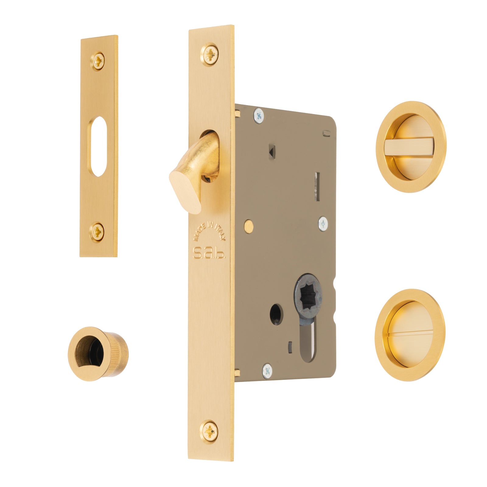 Sliding Door Lock Set with Round Privacy Turn
