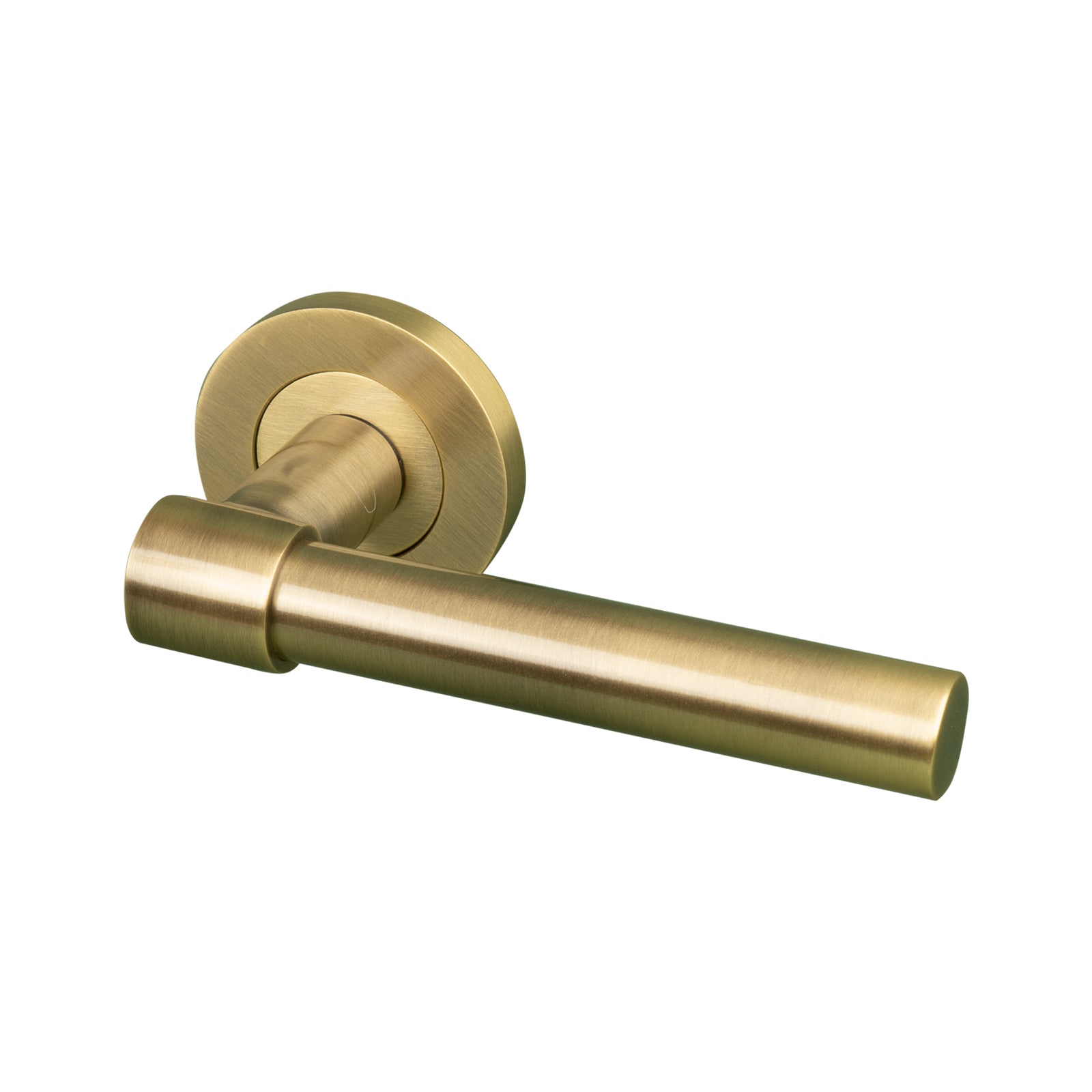 aged brass round rose lever door handle, soldi brass handles SHOW