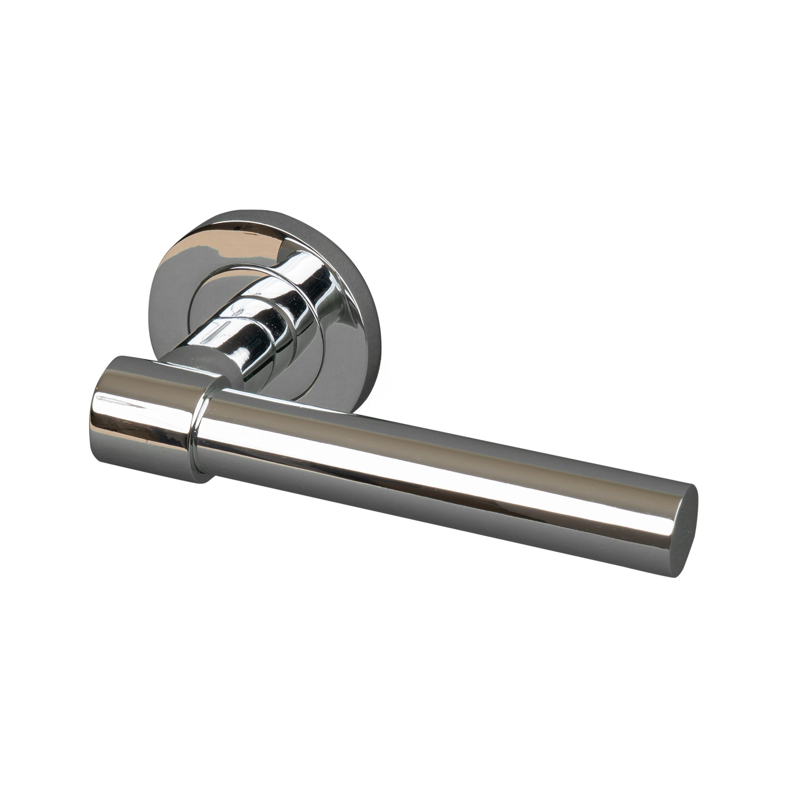 polished chrome lever on rose handle, modern door handles SHOW