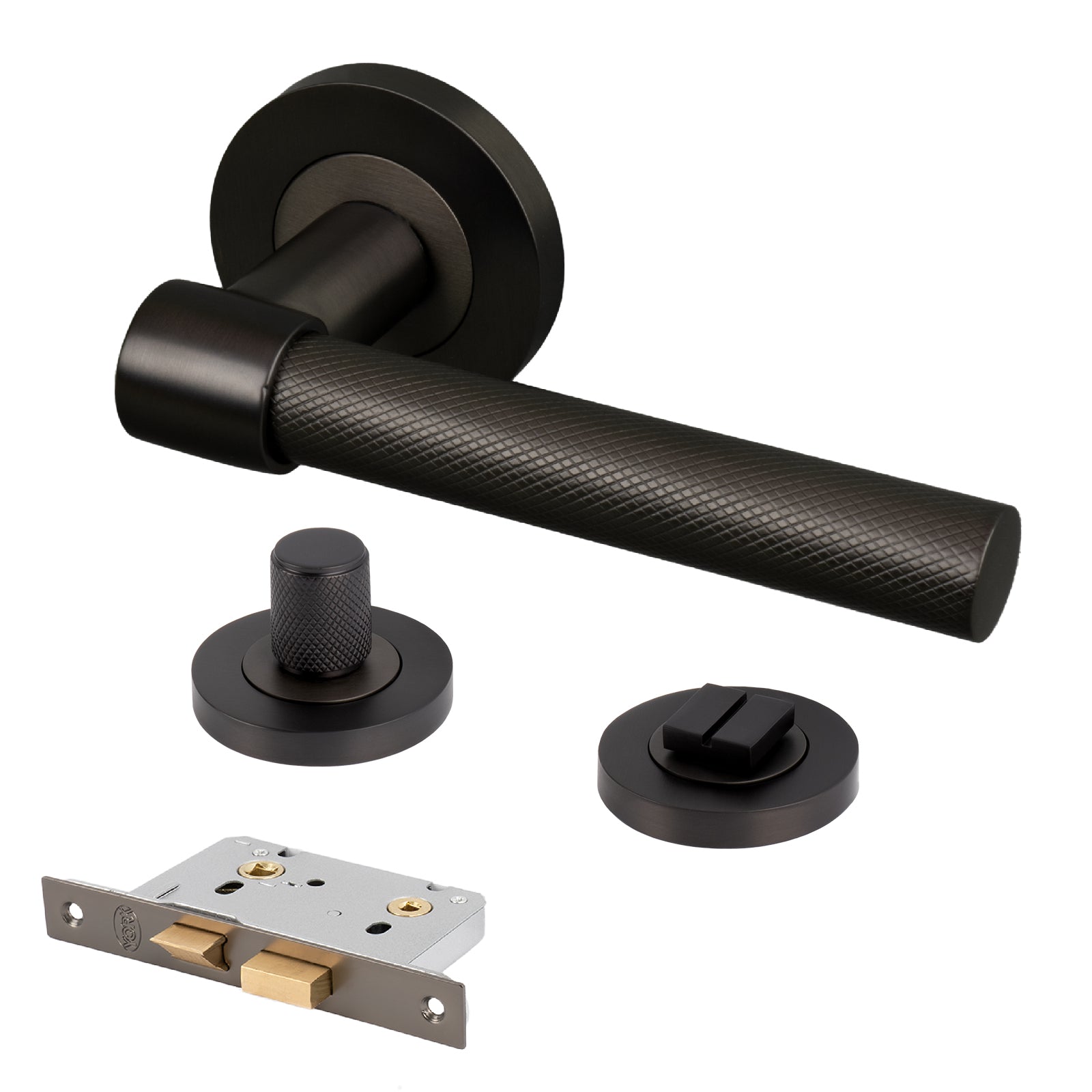 bronze knurled lever on rose handles bathroom thrumb turn lock set
