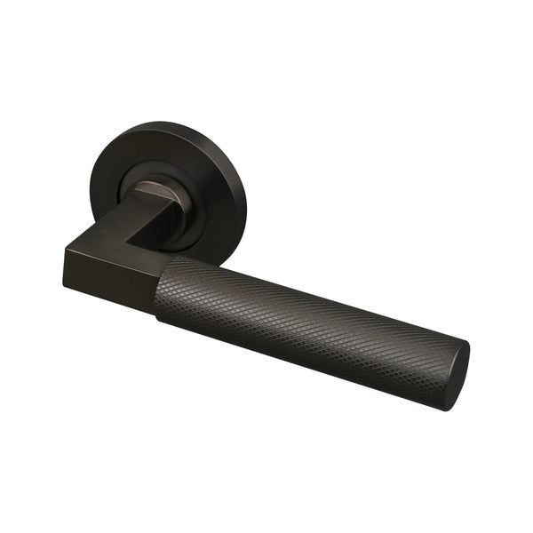 4 PACK - PAIR Diamond Lever On Round Rose Door Handle - Matt Black Concealed Screw 4 PACK - PAIR Diamond Lever On Round Rose Door Handle - Matt Black Concealed Screw