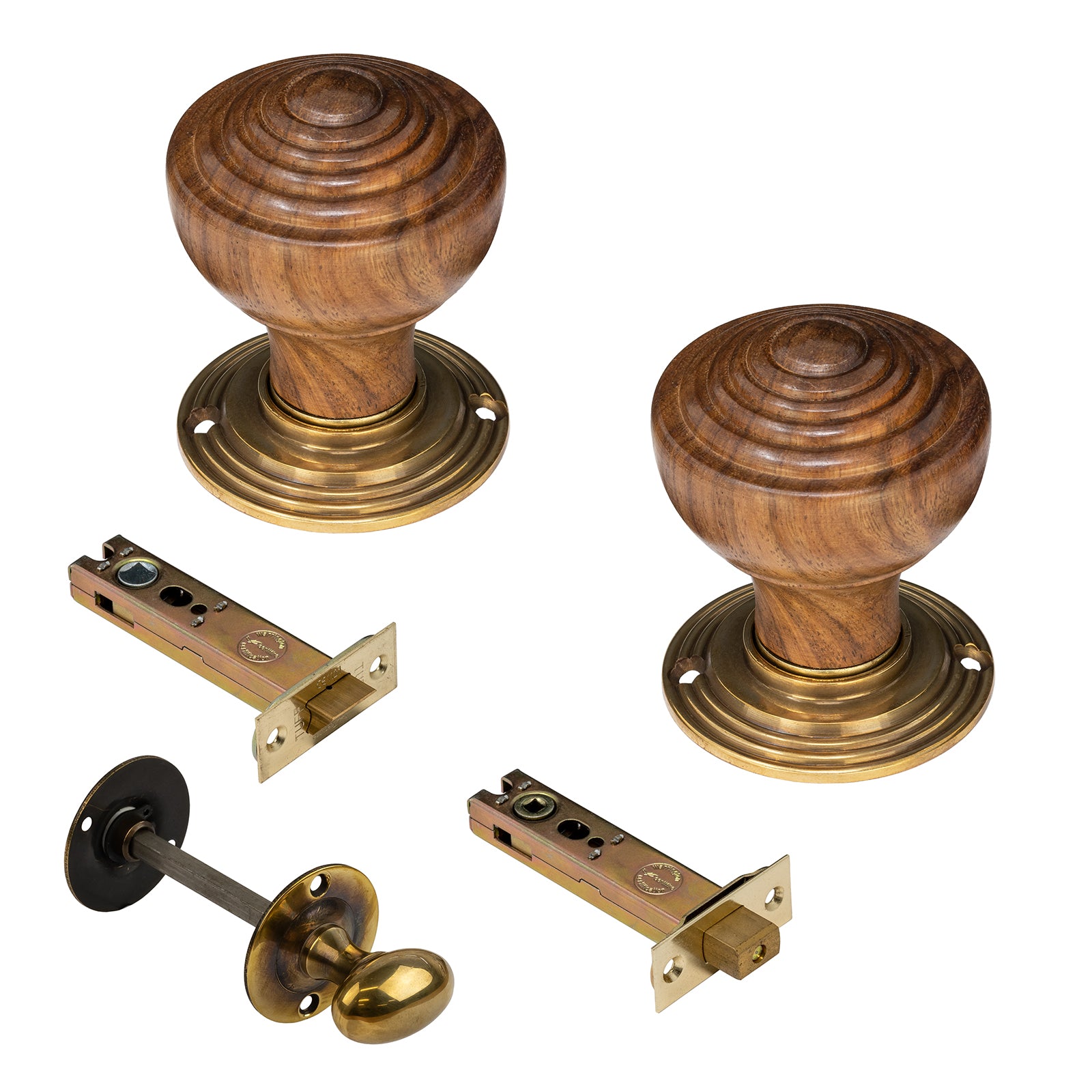 Wooden door knobs 4 inch bathroom set
