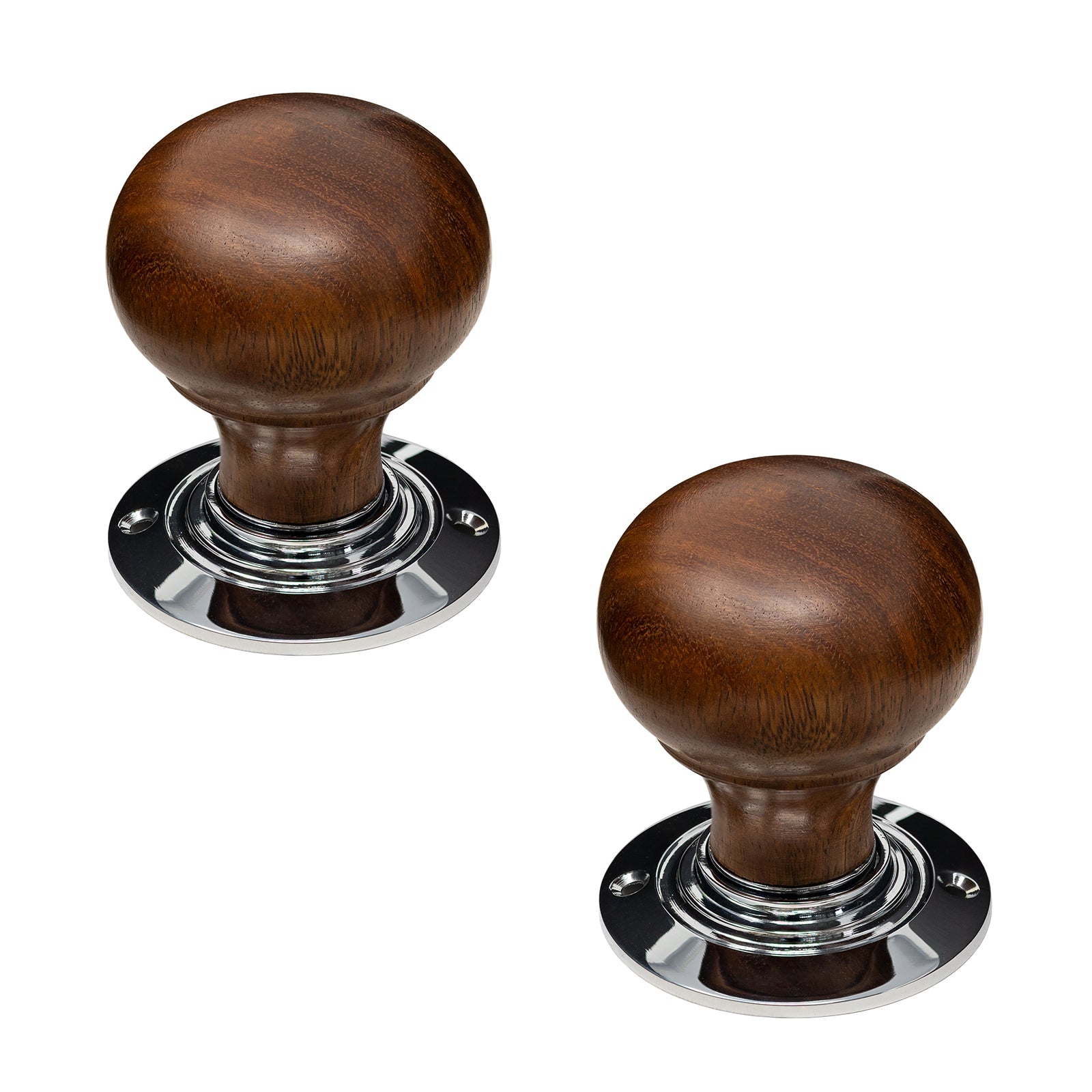 Bun Door Knobs Rosewood & Chrome SHOW