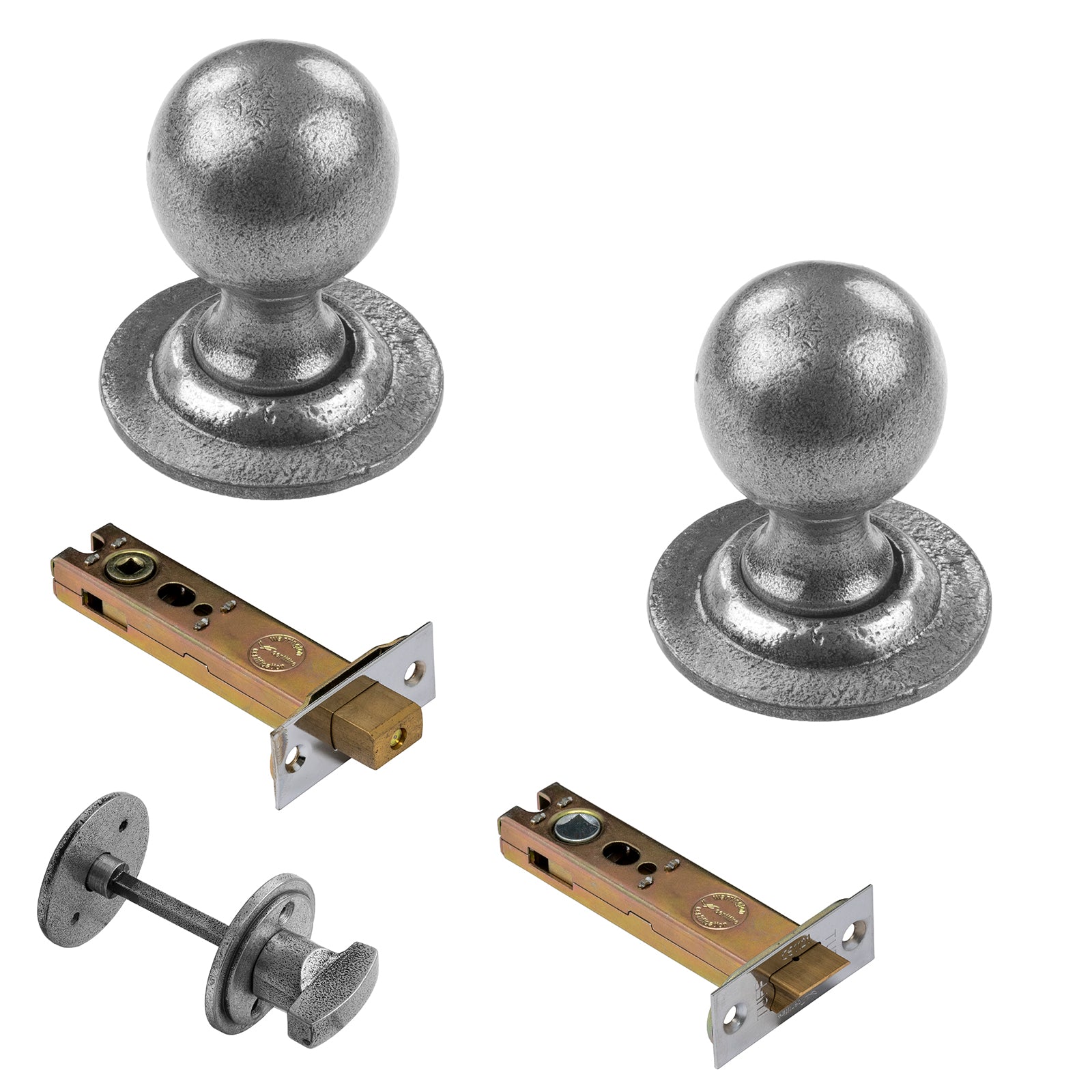 round pewter cast iron door knobs 4 inch bathroom set