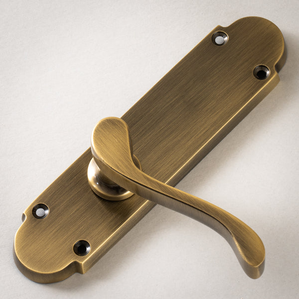 Savoy Door Handles On Plate Latch Handle in Aged Brass 