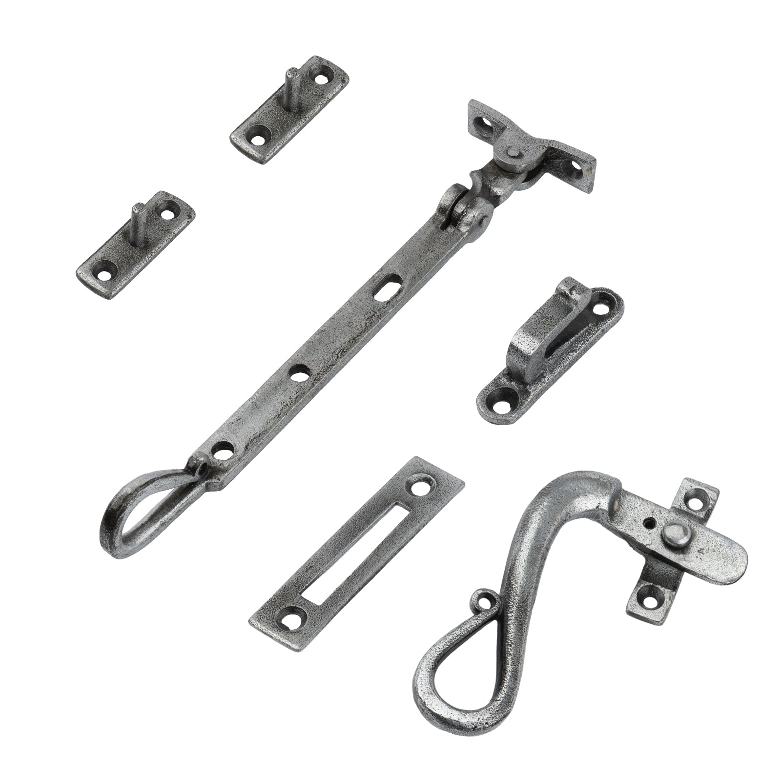 8 inch shepherds crook window stay fastener LH set SHOW