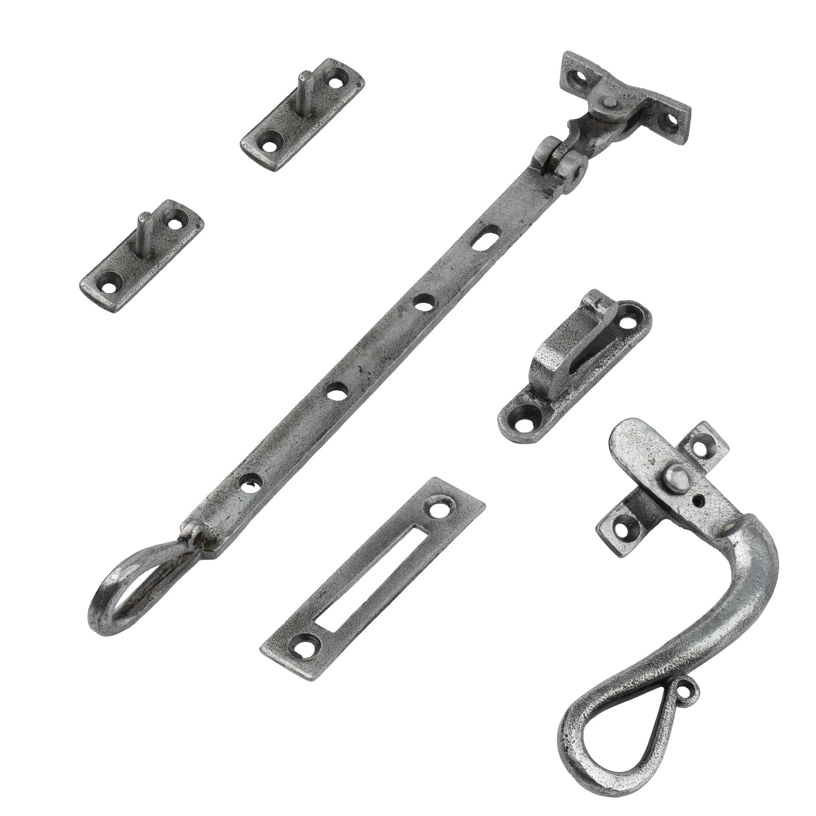10 inch shepherds crook window stay fastener set RH SHOW