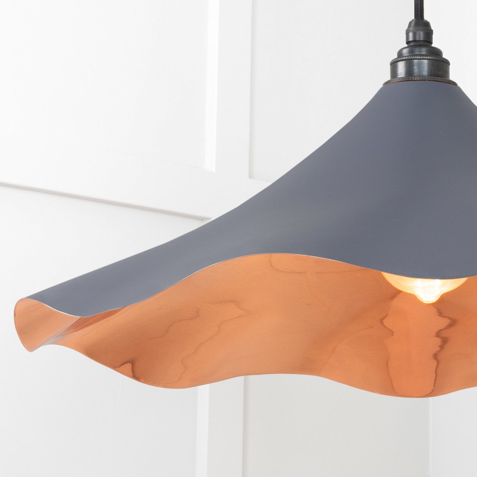 SHOW SHOW Close Up Image of Flora Ceiling Light in Slate in smooth Copper