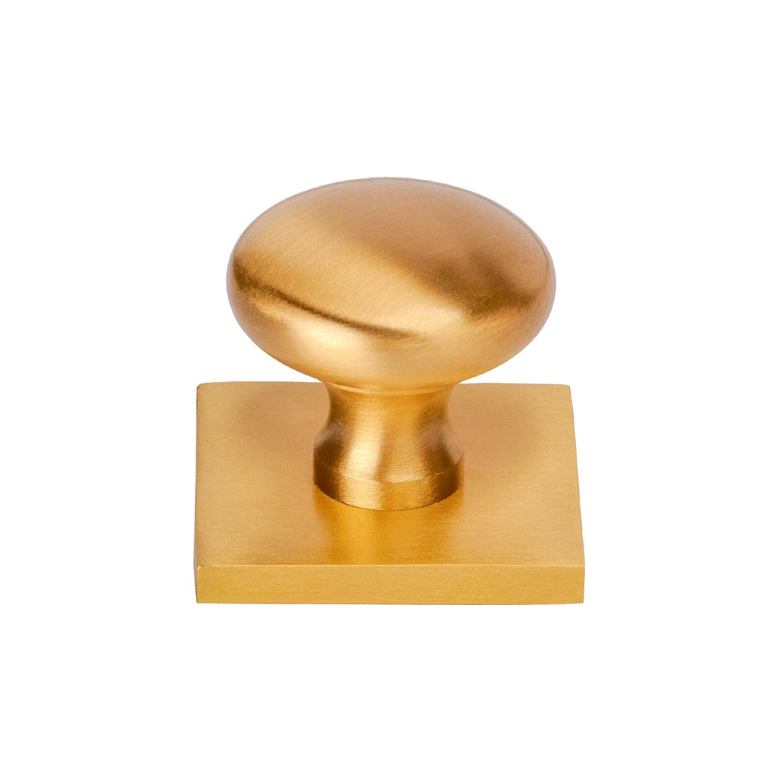 satin brass round cabinet knob on square backplate SHOW