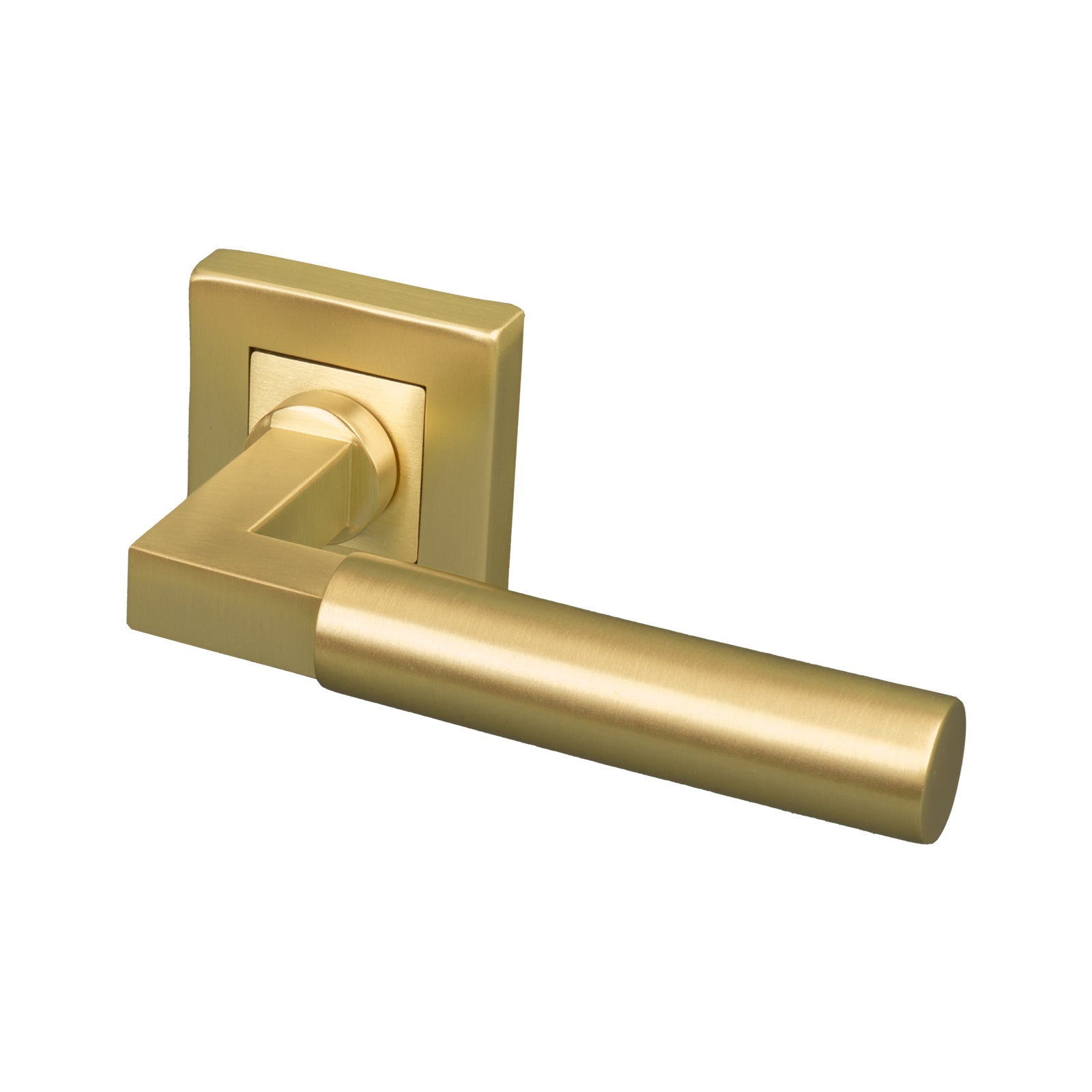 satin brass bauhaus square rose door handles, solid brass handles SHOW