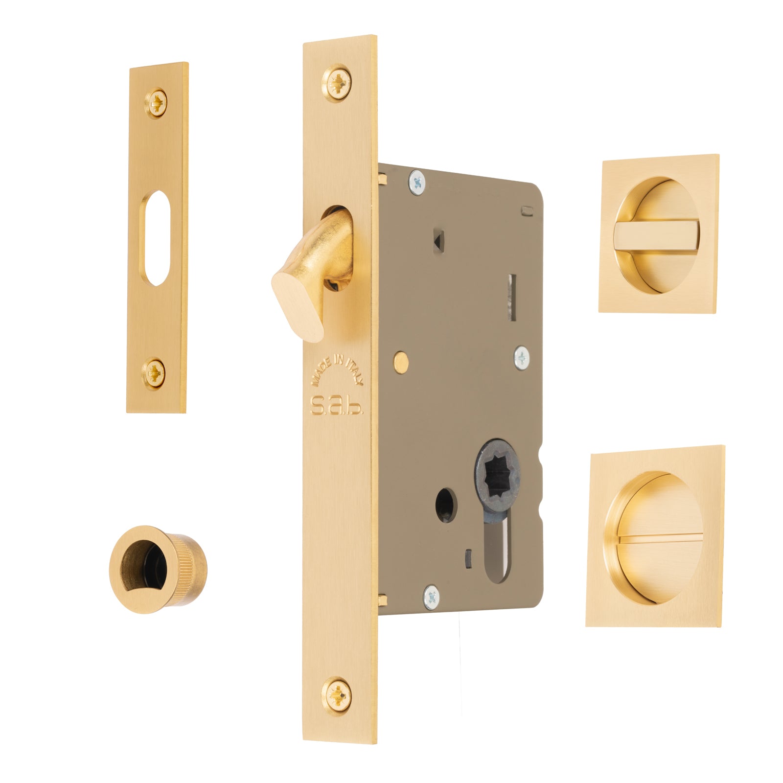 satin brass sash hook lock with bathroom turn and release for sliding doors