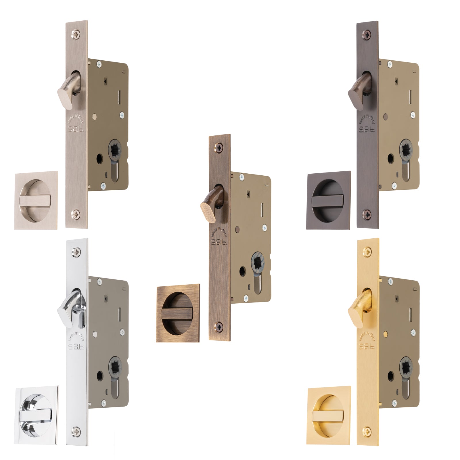 Sliding Door Lock Set with Square Privacy Turn