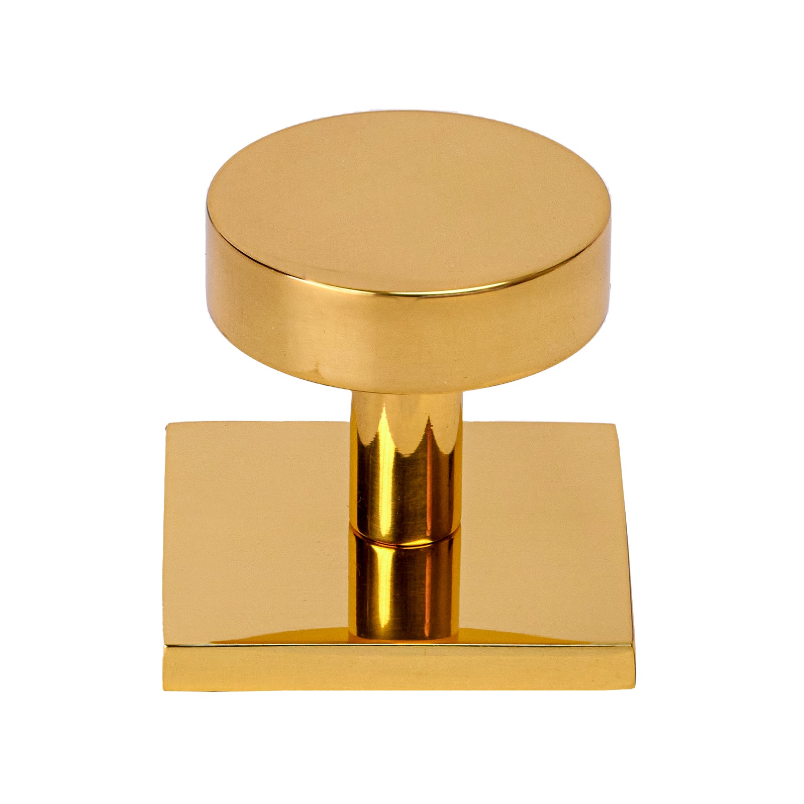 Brass disc cabinet knob on backplate SHOW