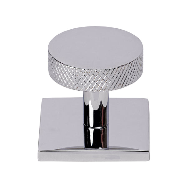 Polished chrome Disc Knurled Cabinet Knobs On Square Backplate SHOW