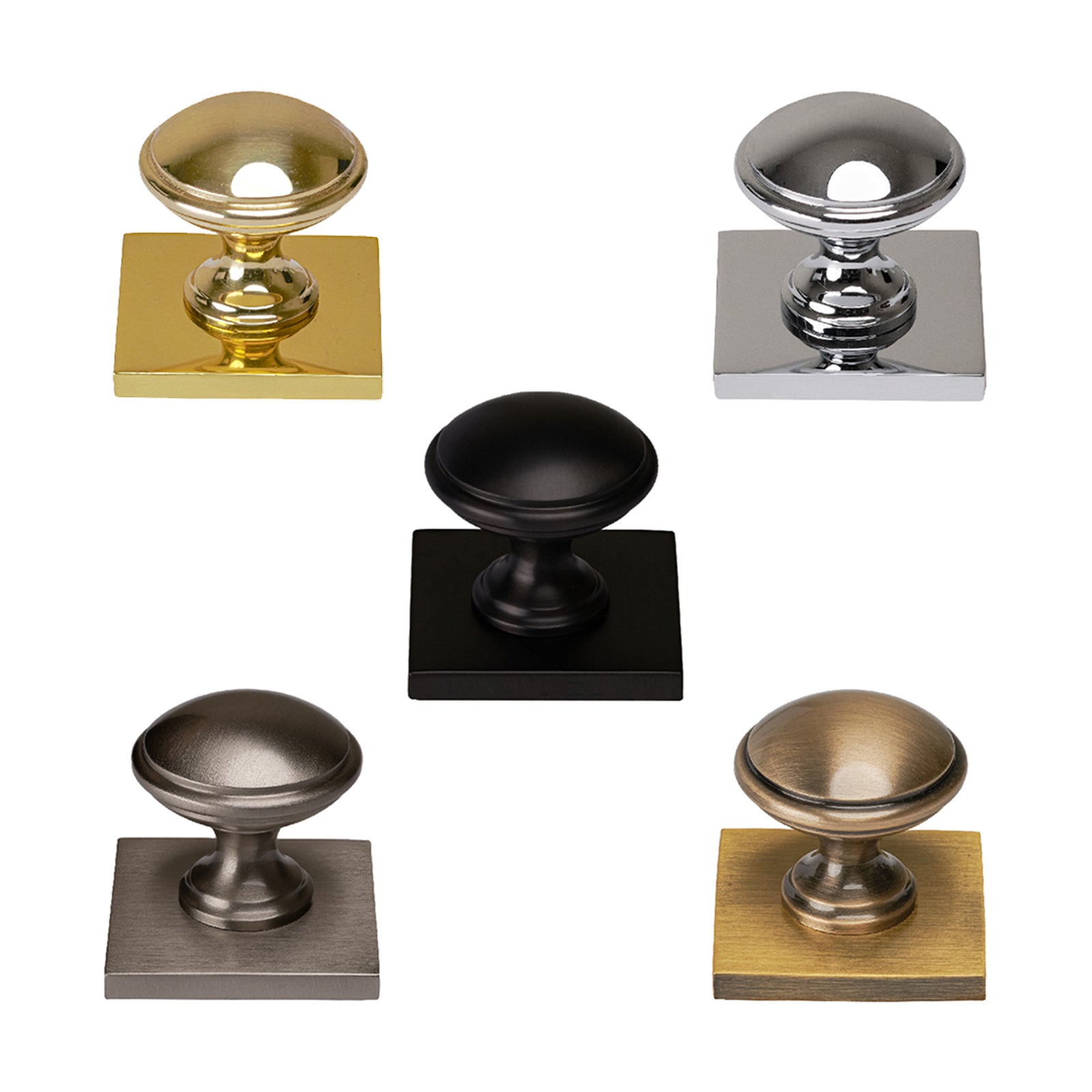 Domed Cabinet Knobs On Square Backplate