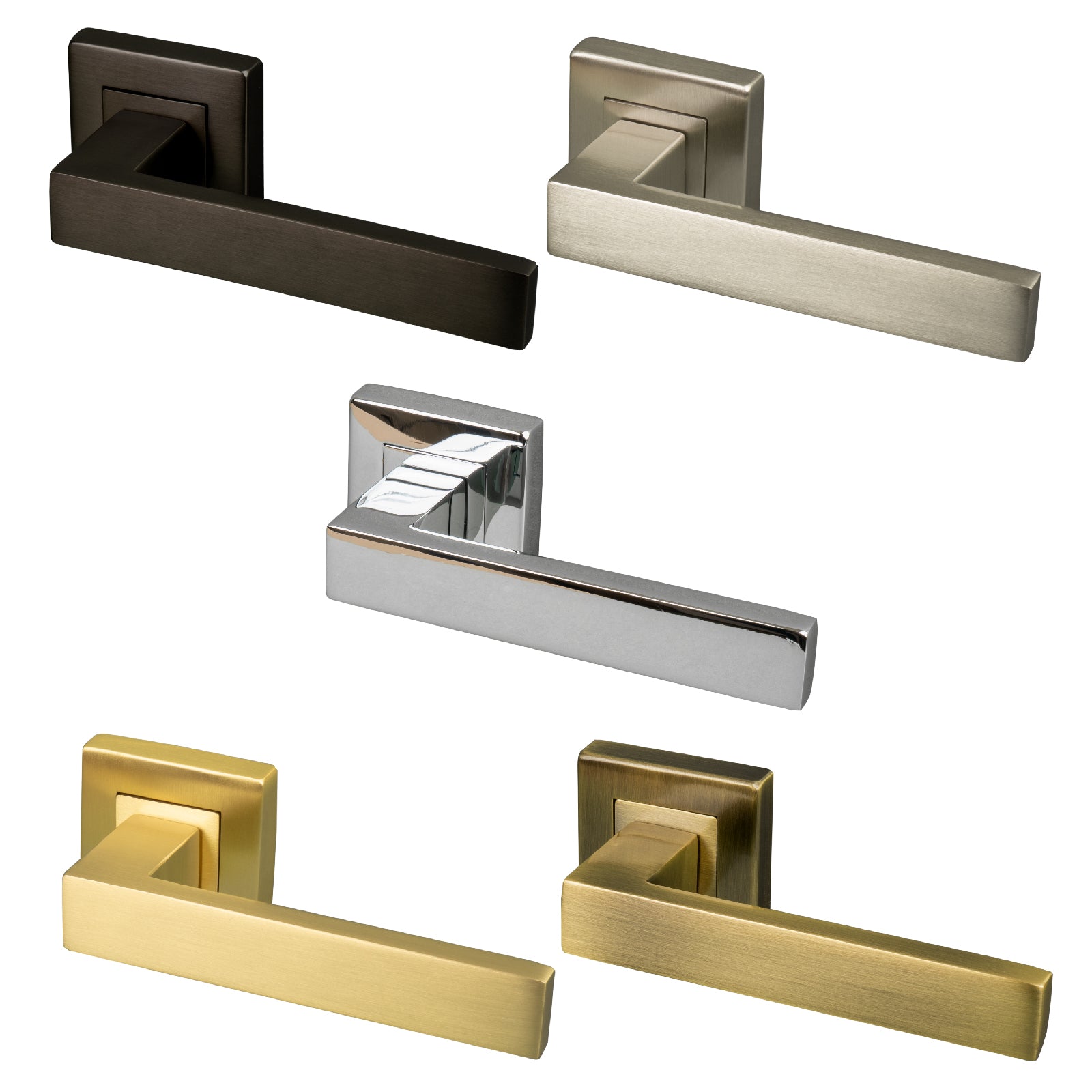 Delta Square Rose Door Handles, modern lever on rose