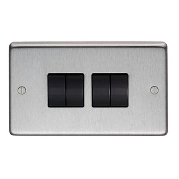 SHOW Image of Quad 10 Amp Switch with Satin Marine Stainless Steel finish