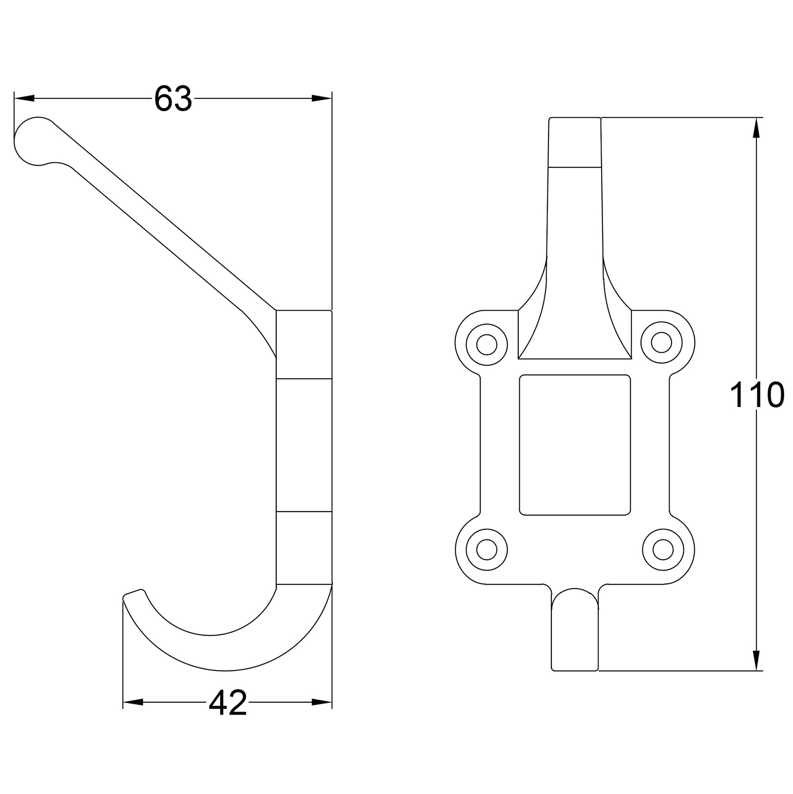 Ceramic tile coat hook dimension drawing SHOW