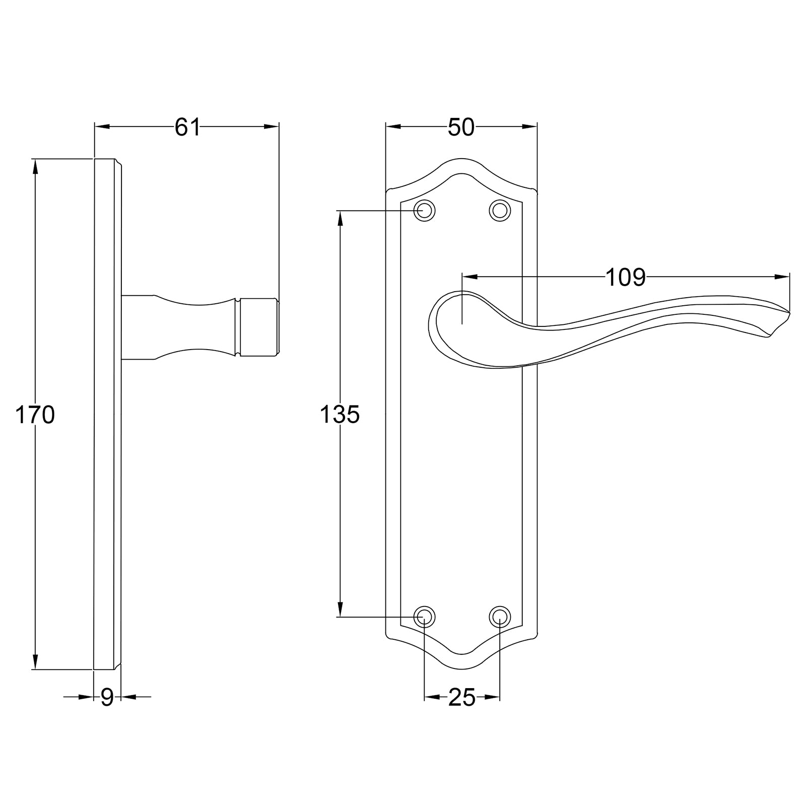 Warwick Lever on Backplate Door Handle SHOW