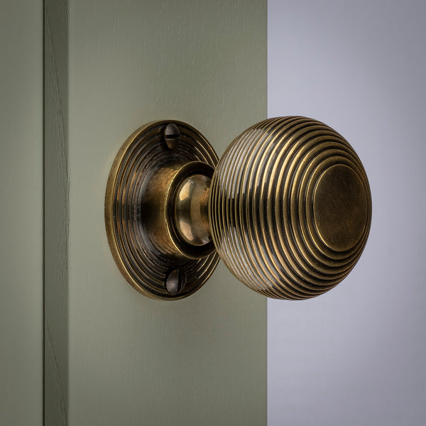 Beehive Door Knobs | Rosewood & Antique Brass (Pair Beehive Door Knobs | Rosewood & Antique Brass (Pair