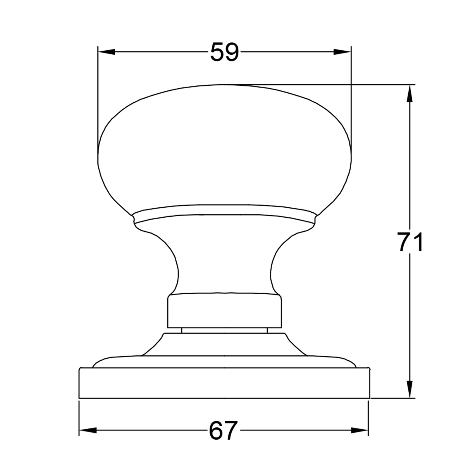 Mushroom Door Knobs Dimension Drawing SHOW