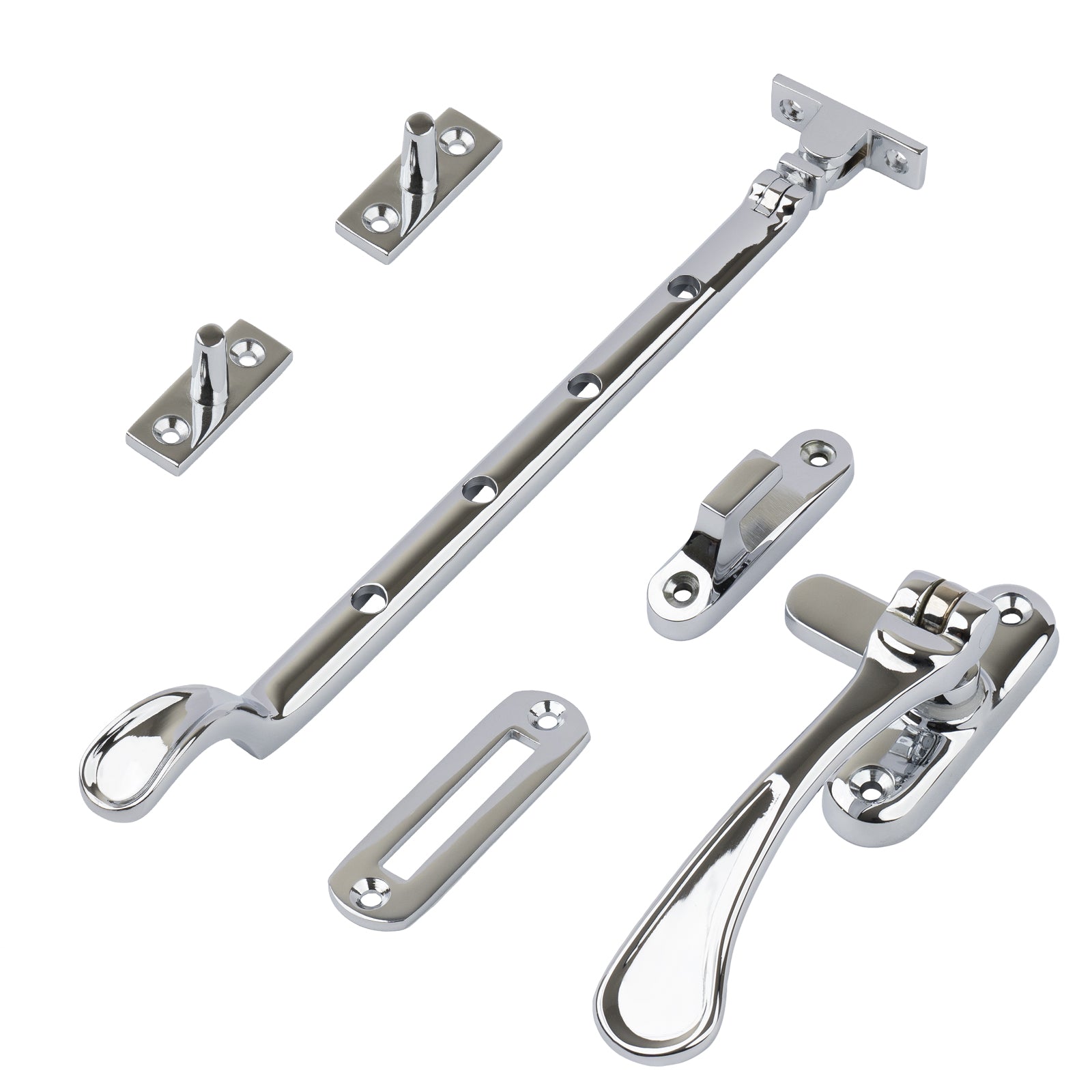 polished chrome 10 inch spoon end window stay set SHOW
