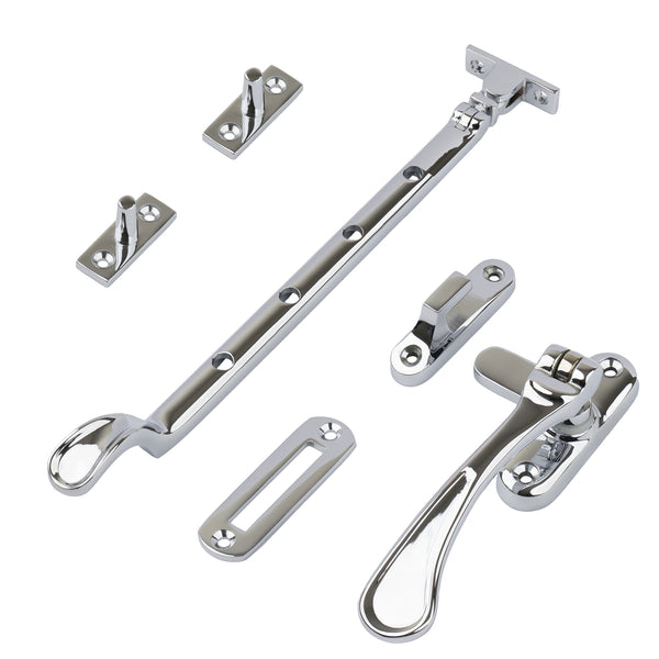 polished chrome 10 inch spoon end window stay set SHOW