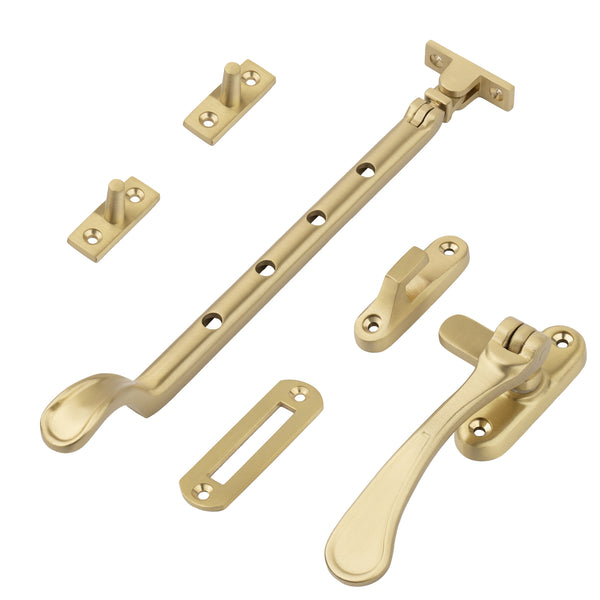 satin brass 10 inch spoon end window stay set SHOW