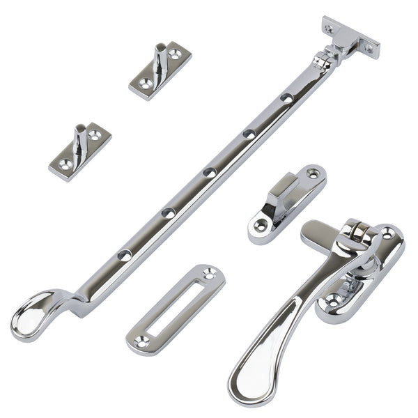 polished chrome 12 inch spoon end window stay set SHOW