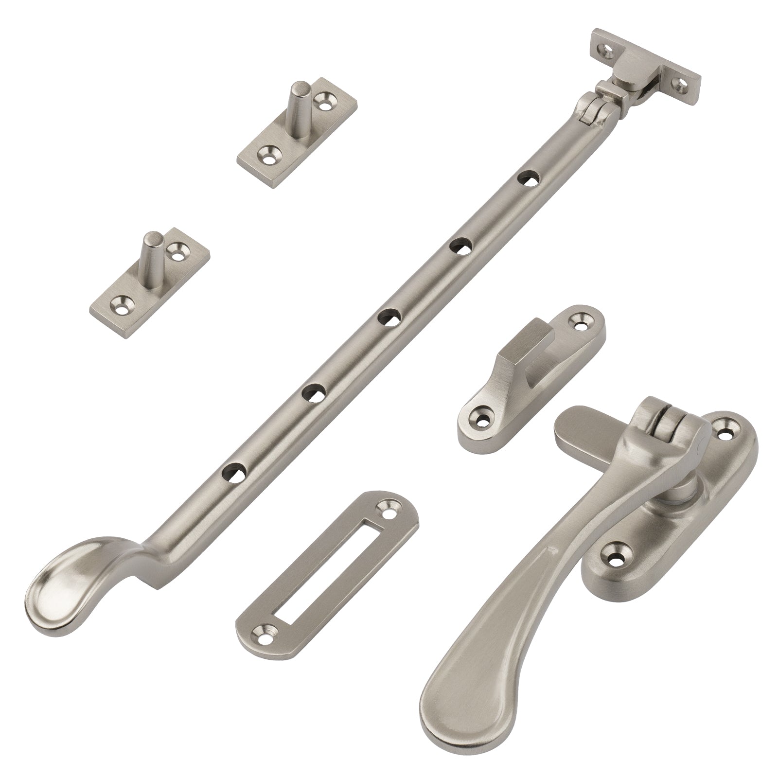 satin nickel 12 inch spoon end window stay set SHOW