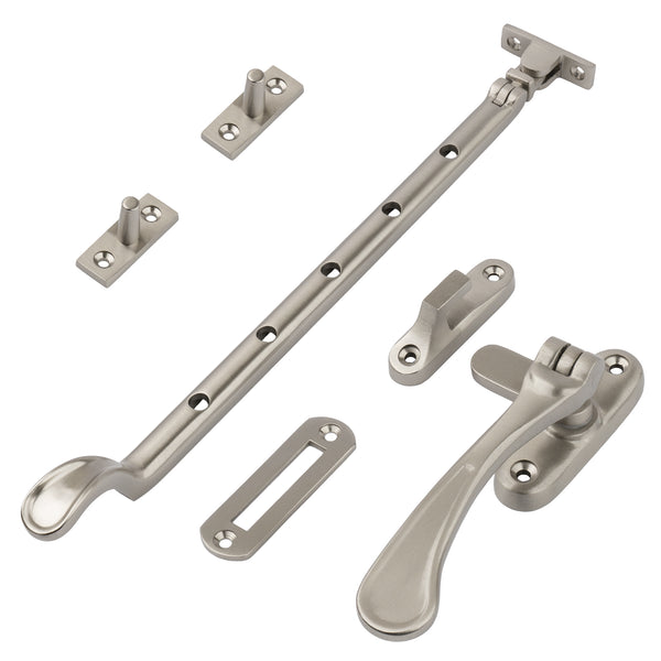 satin nickel 12 inch spoon end window stay set SHOW