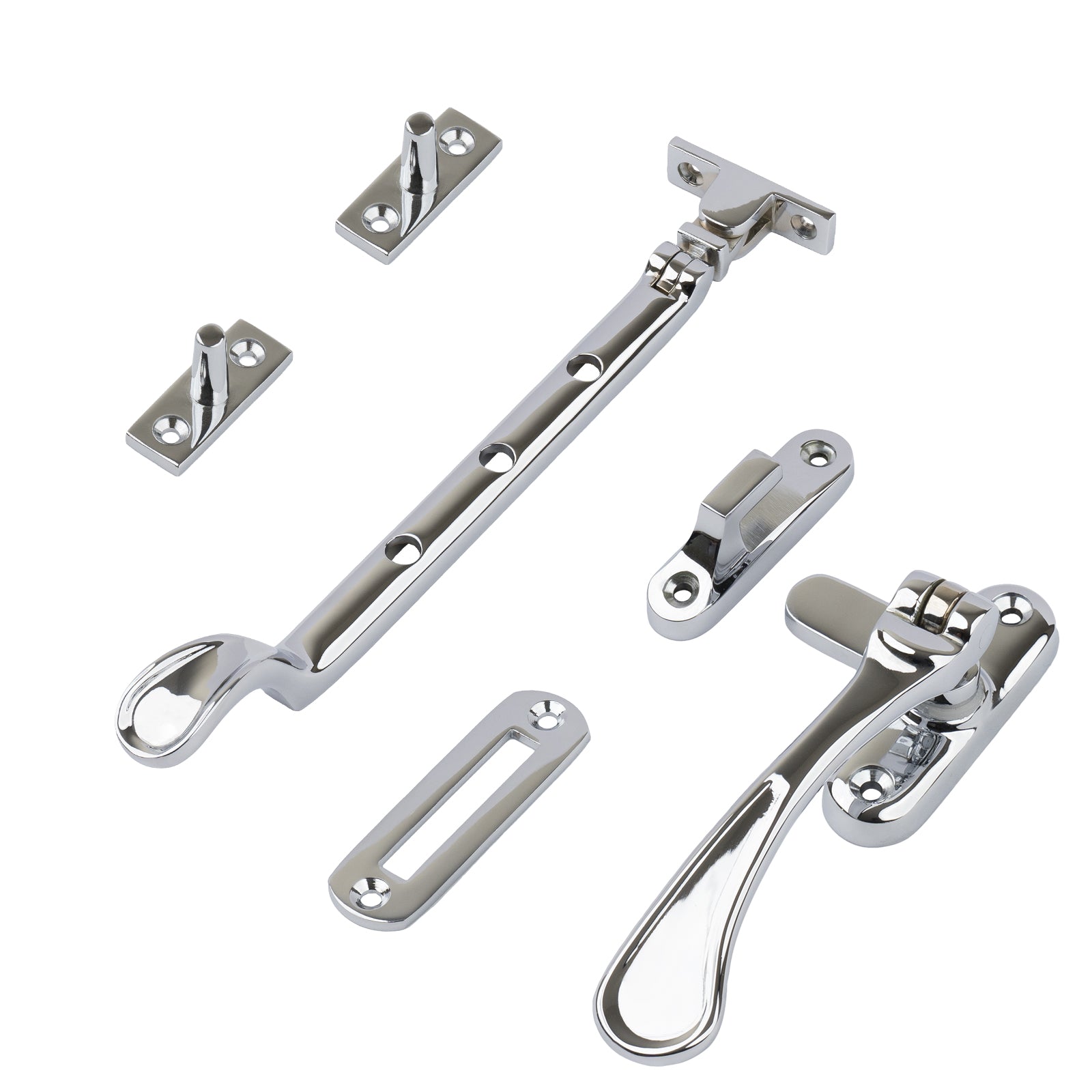 polished chrome 8 inch spoon end window stay set SHOW