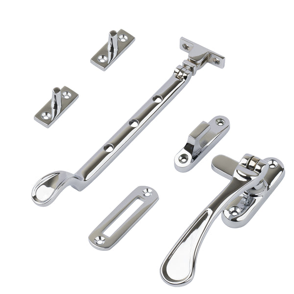 polished chrome 8 inch spoon end window stay set SHOW