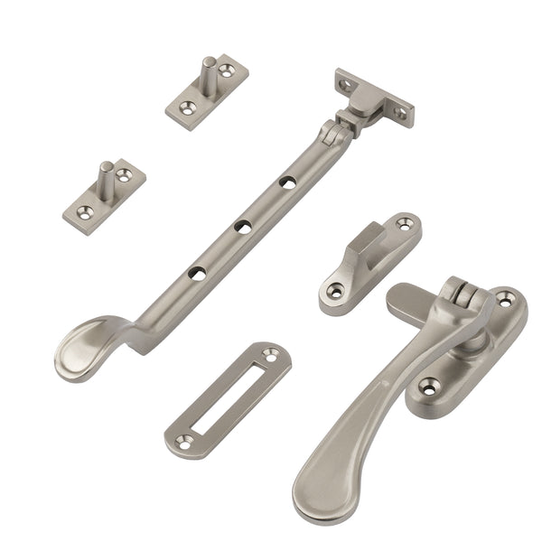 satin nickel 8 inch spoon end window stay set SHOW