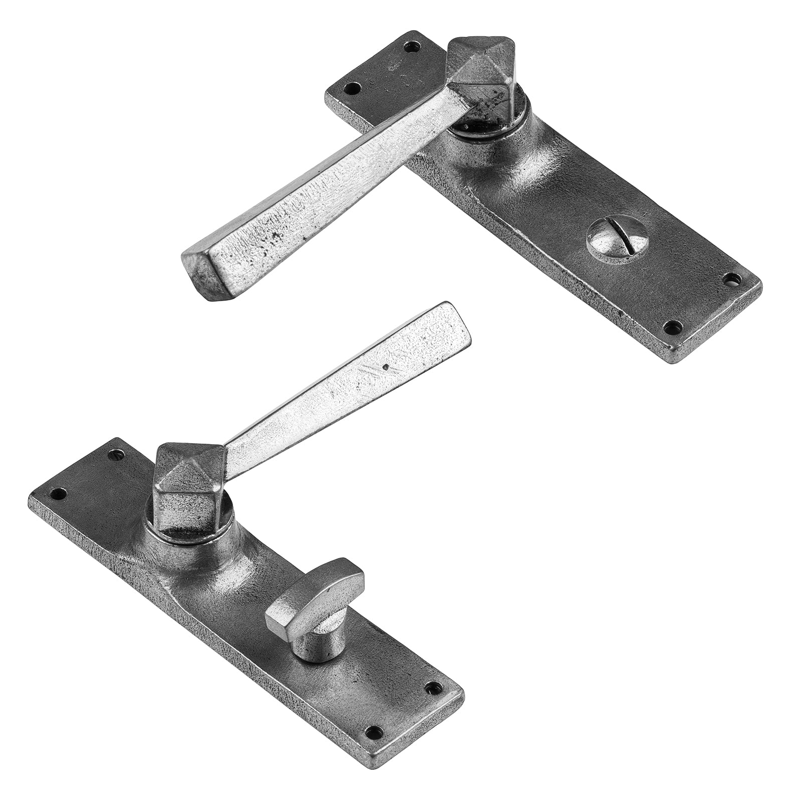 Straight lever bathroom handles in pewter SHOW