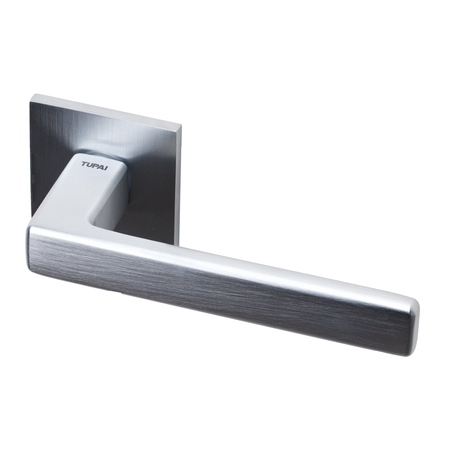Cedro Lever on Rose Door Handle in Satin Chrome Finish SHOW